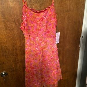 Target Floral Mini Dress in Pink and Orange